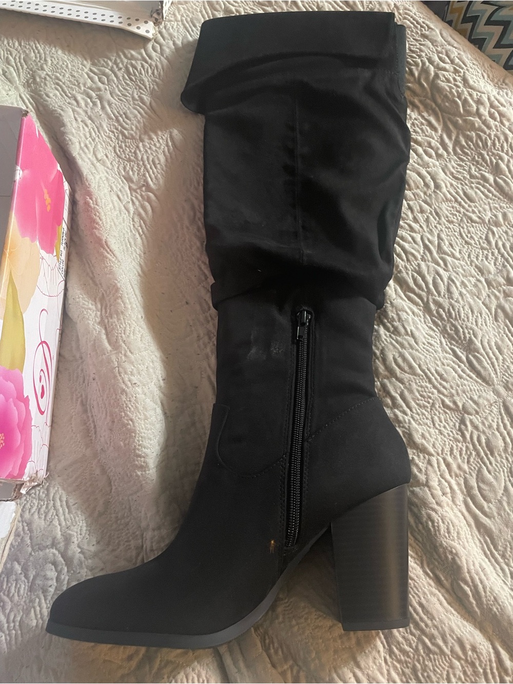 Women's Black Mid-Calf Heeled Boot